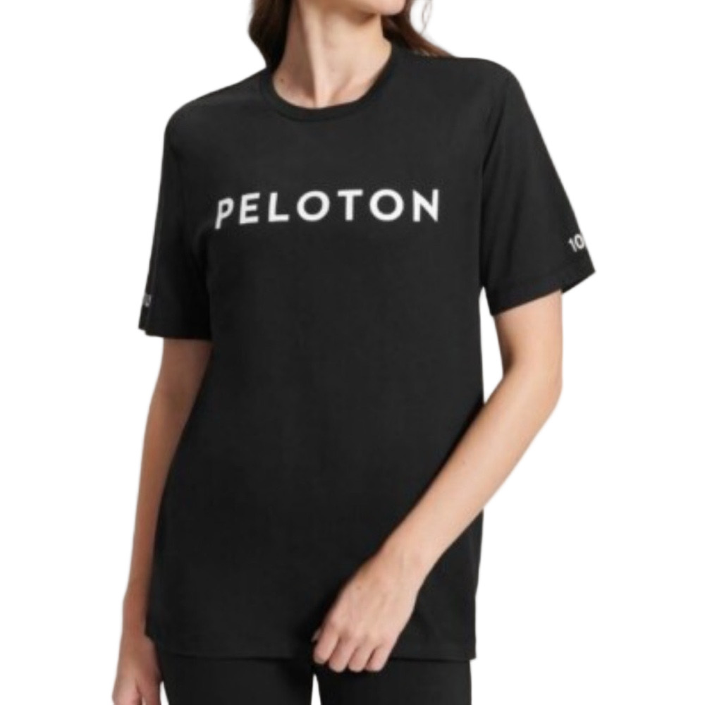 Peloton Short Sleeve Century Club 100 Ride Tee Shirt Black Women medium